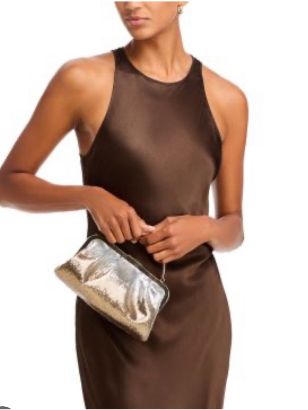 NEW STRATHBERRY MUSIC FRAME CLUTCH SEQUINS WICKED BAG SILVER/GOLD